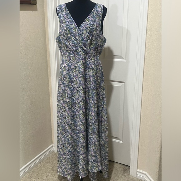 JACLYN SMITH FLORAL PRINT CHIFFON WRAP FRONT MAXI DRESS SIZE L. - Picture 3 of 8